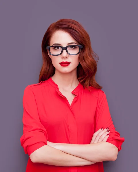 Young redhead girl with glasses — Stock Photo, Image