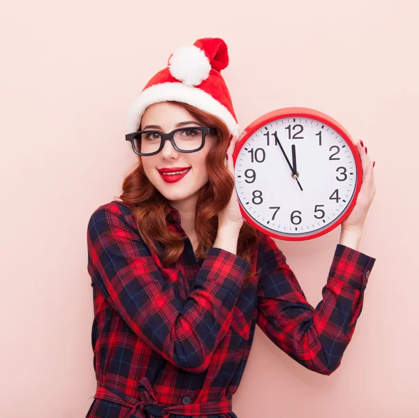 Cappello Babbo Natale con orologio — Foto Stock