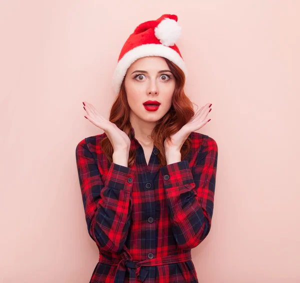 Girl in Santa Claus hat — Stock Photo, Image
