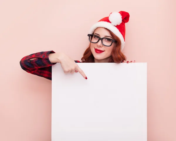 Girl in hat with board — Stock Photo, Image