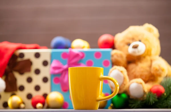 Tazza Gialla di cappuccino — Foto Stock