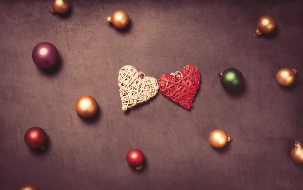 Heart shape toy and baubles — Stock Photo, Image