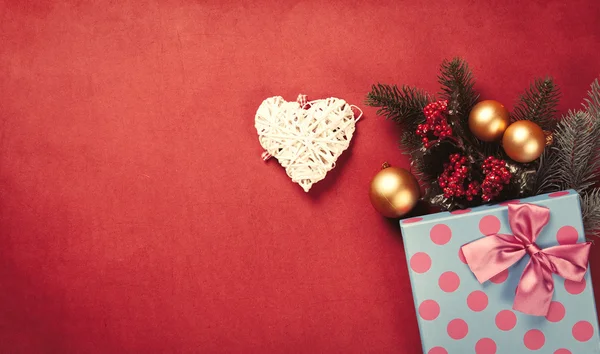 Heart shape toy and christmas gifts — Stock Photo, Image