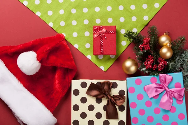 Presentes de Natal e guardanapo — Fotografia de Stock