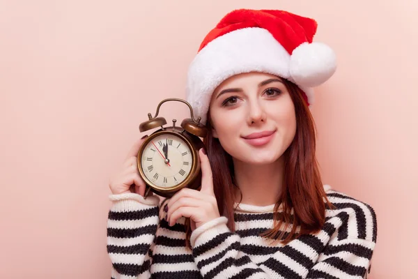 Woman with alarm clock — Stock Photo, Image