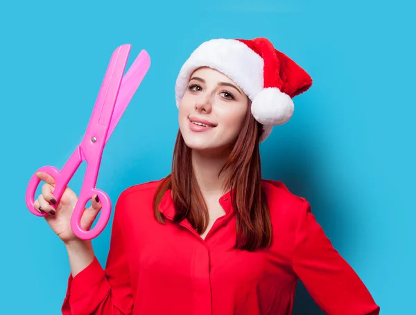Woman with funny scissors — Stock Photo, Image