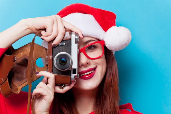 Mulher com câmera fotográfica — Fotografia de Stock