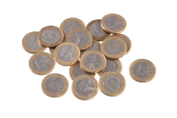 Euromynt på en enkel vit bakgrund. — Stockfoto