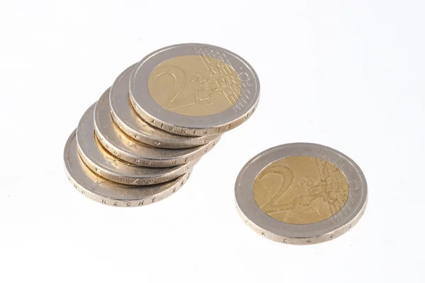 Fechar foto de uma pilha de duas moedas de euro . — Fotografia de Stock