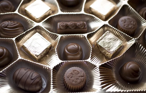 Une Boîte Chocolats Faits Main Pour Saint Valentin — Photo