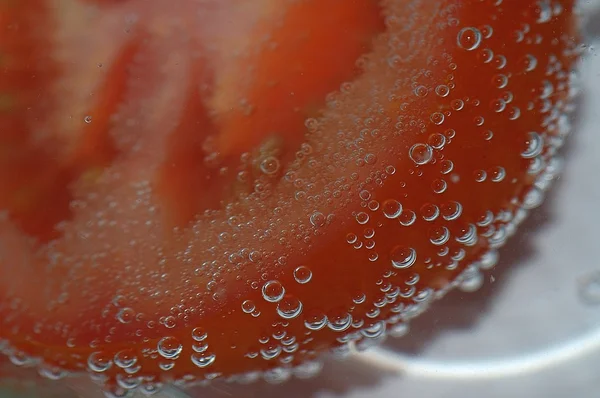 松葉杖ダイエット食べるフォーク グレー鉱物自然植物芯赤銀泳ぐトマト ビタミン水 — ストック写真
