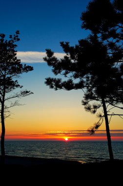 Polonya, Baltık Denizi sahilinde günbatımı