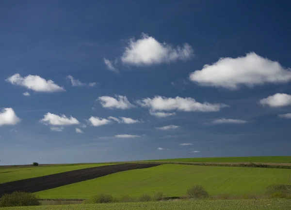 Landschaft Mit Blauem Himmel Und Grünen Hügeln Polen — Stockfoto