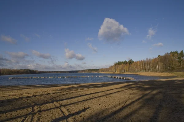 Paysage Ciel Bleu Lac Automne Pologne — Photo