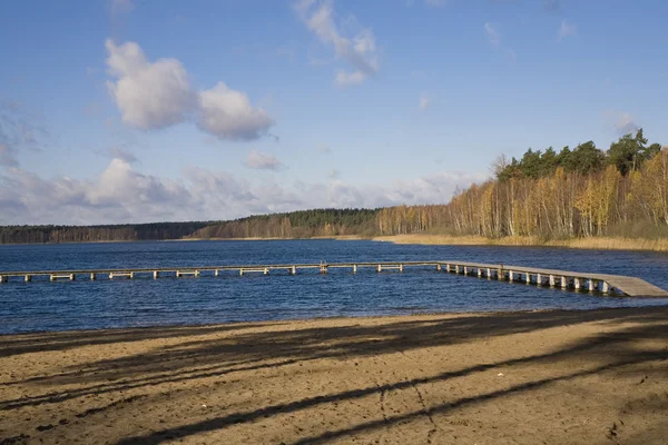 Paisaje Cielo Azul Lago Otoño Polonia — Foto de Stock