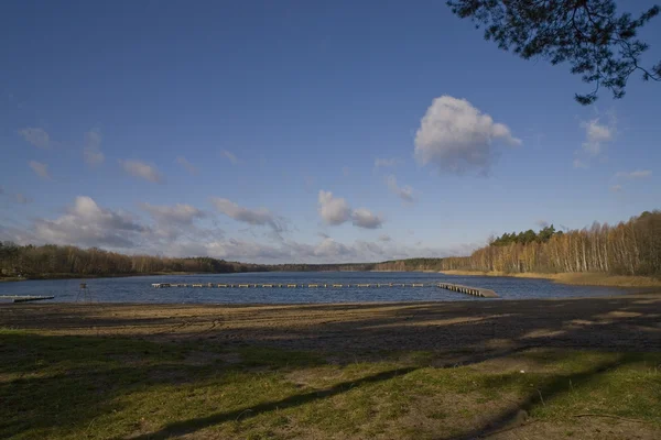 Paisaje Cielo Azul Lago Otoño Polonia —  Fotos de Stock