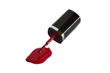 beyaz izole kırmızı oje yakın çekim görünümü