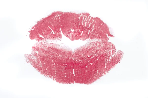 Elektrische Rode Lippen Witte Achtergrond — Stockfoto