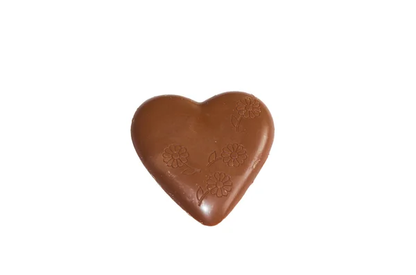 Vista Close Chocolate Heartisolated Fundo Branco — Fotografia de Stock