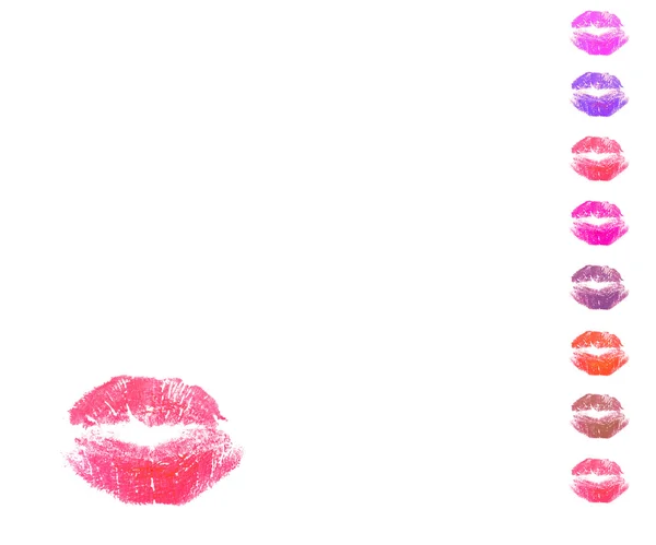 Czerwone Usta Pocałunek Biały Bakcgraund Izolat Valentine Dzień Miłości — Zdjęcie stockowe