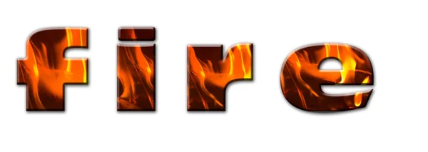 Word Fire Isolated White Background — Stock Photo, Image