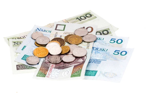 Vista Cerca Monedas Dinero Polaco Dinero Efectivo —  Fotos de Stock