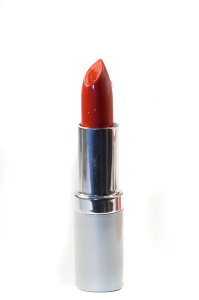 Rode Lippenstift Geïsoleerd Een Witte Achtergrond — Stockfoto