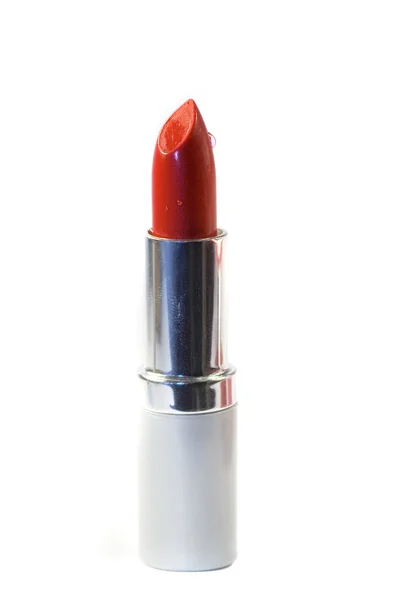 Rode Lippenstift Geïsoleerd Een Witte Achtergrond — Stockfoto