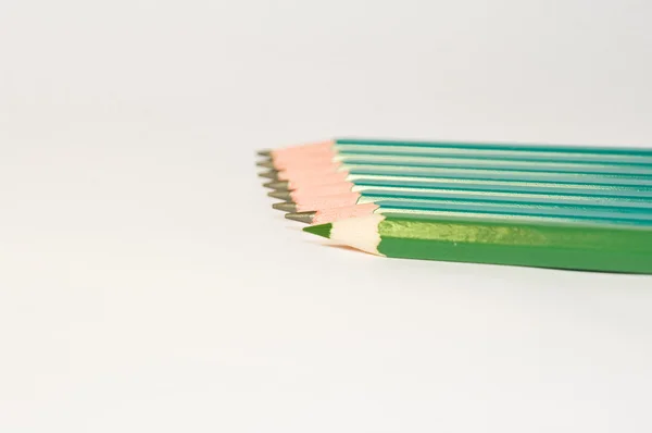 Green Chalk Pencils White Background — Stock Photo, Image