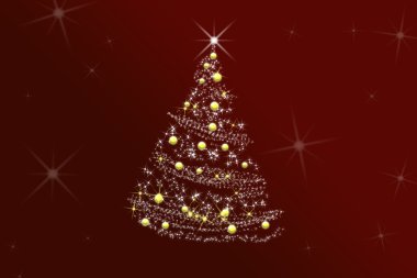Kırmızı soyut Noel ağaç beyaz yıldız 