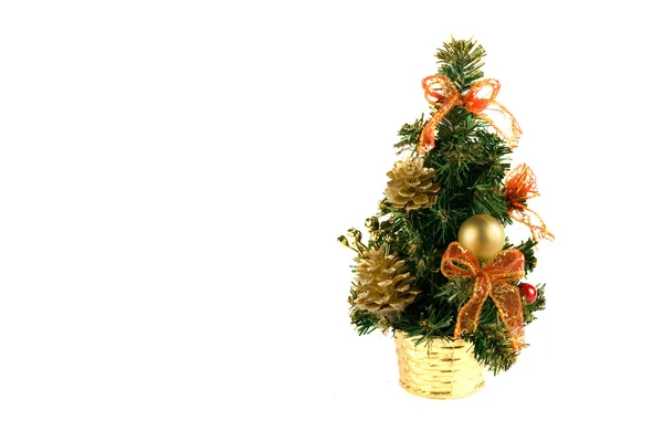 Narancssárga Arany Karácsonyfa Fehér Háttér — Stock Fotó