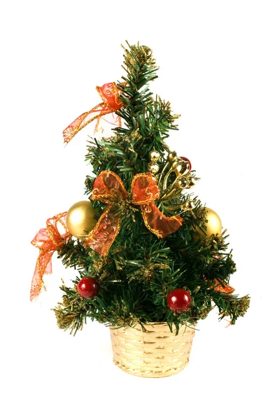 Weihnachten Orange Goldbaum Auf Weißem Hintergrund — Stockfoto