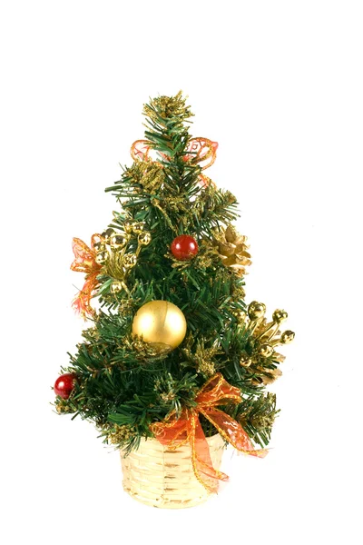 Weihnachten Orange Goldbaum Auf Weißem Hintergrund — Stockfoto