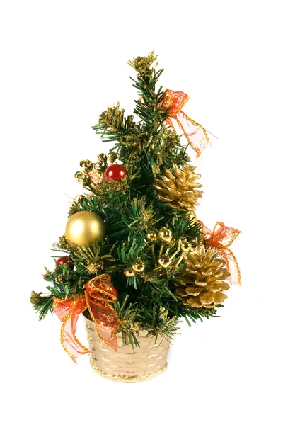 Christmas Orange Gold Tree White Background — Stock Photo, Image