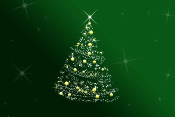 Grüne Abstrakte Weihnachtsbaum Weiße Sterne — Stockfoto