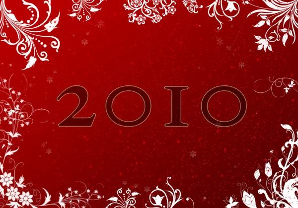 Año Nuevo Rojo Tarjeta Fondo Con Nieve —  Fotos de Stock