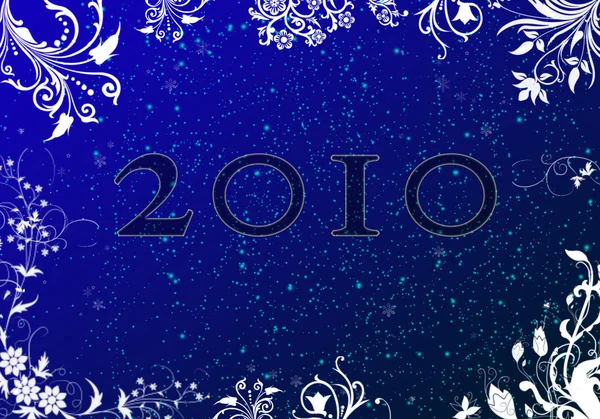 Fundo Cartão Ano Novo Azul Com Neve — Fotografia de Stock