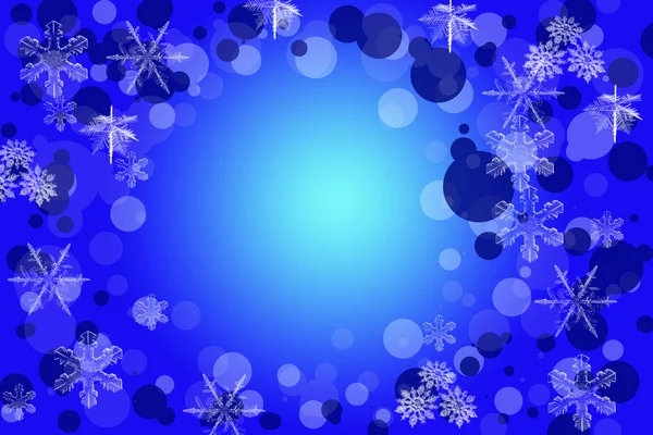 Голубой Фон Рождественской Рамы Снежинками — стоковое фото