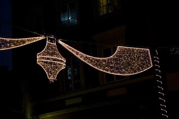 Decoración Ligera Navidad Sierra Guerra Por Noche —  Fotos de Stock