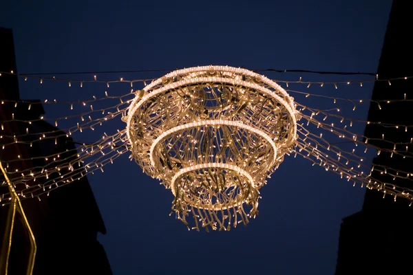 Weihnachtsbeleuchtung Warschau Bei Nacht — Stockfoto