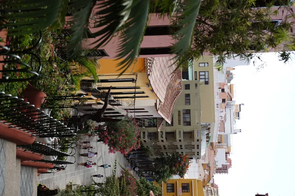 Beautiful Interesting Colorful Holiday Houses Streets Spanish City Puerto Cruz — Stock Photo, Image