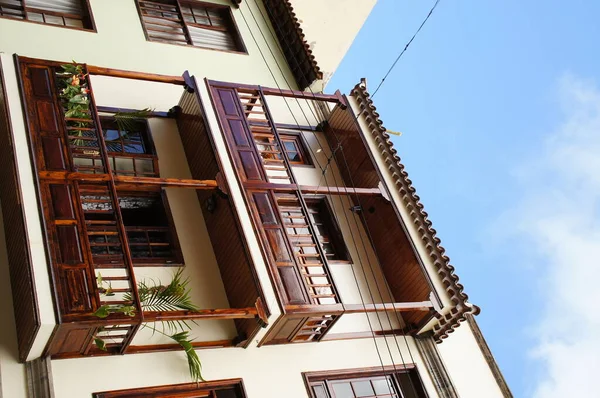 Beautiful Interesting Colorful Holiday Houses Streets Spanish City Puerto Cruz — Stock Photo, Image