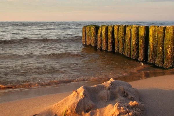 Paisagem Calma Mar Báltico Polonês Durante Pôr Sol — Fotografia de Stock