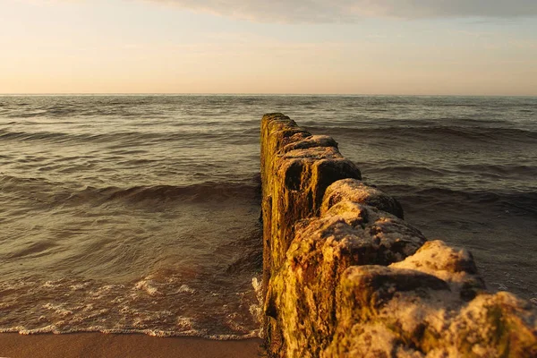 Paisagem Calma Mar Báltico Polonês Durante Pôr Sol — Fotografia de Stock