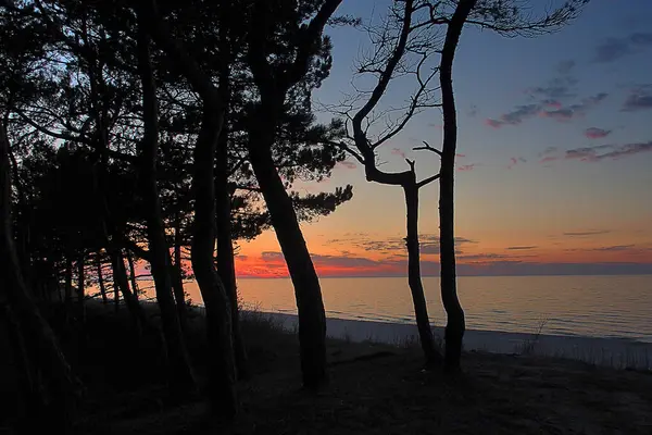 Paesaggio Calmo Sul Mar Baltico Polacco Durante Tramonto — Foto Stock