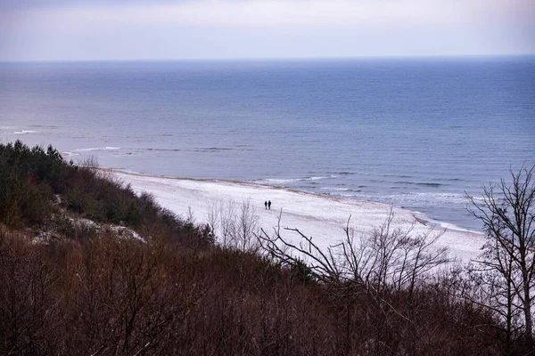 Vackert Vinterlandskap Från Stranden Vid Östersjön Med Snö Polen — Stockfoto