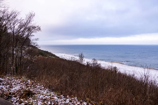 Vackert Vinterlandskap Från Stranden Vid Östersjön Med Snö Polen — Stockfoto