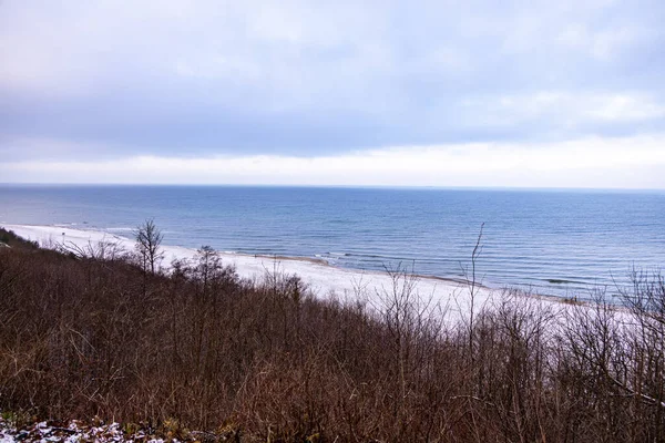 Vackert Vinterlandskap Från Stranden Vid Östersjön Med Snö Polen — Stockfoto