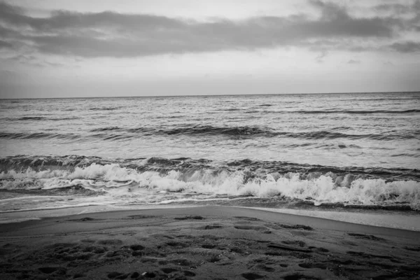 Beau Paysage Hiver Plage Sur Mer Baltique Avec Neige Pologne — Photo