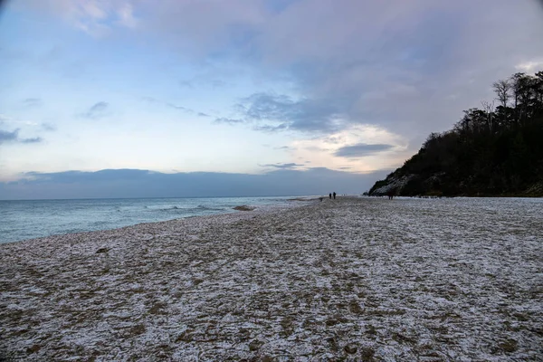 Bellissimo Paesaggio Invernale Dalla Spiaggia Sul Mar Baltico Con Neve — Foto Stock